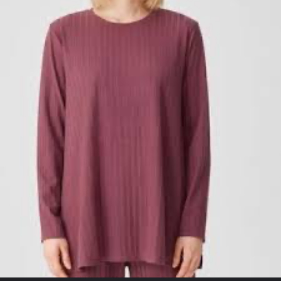 Eileen Fisher Ribbed Tunic Top - Plum